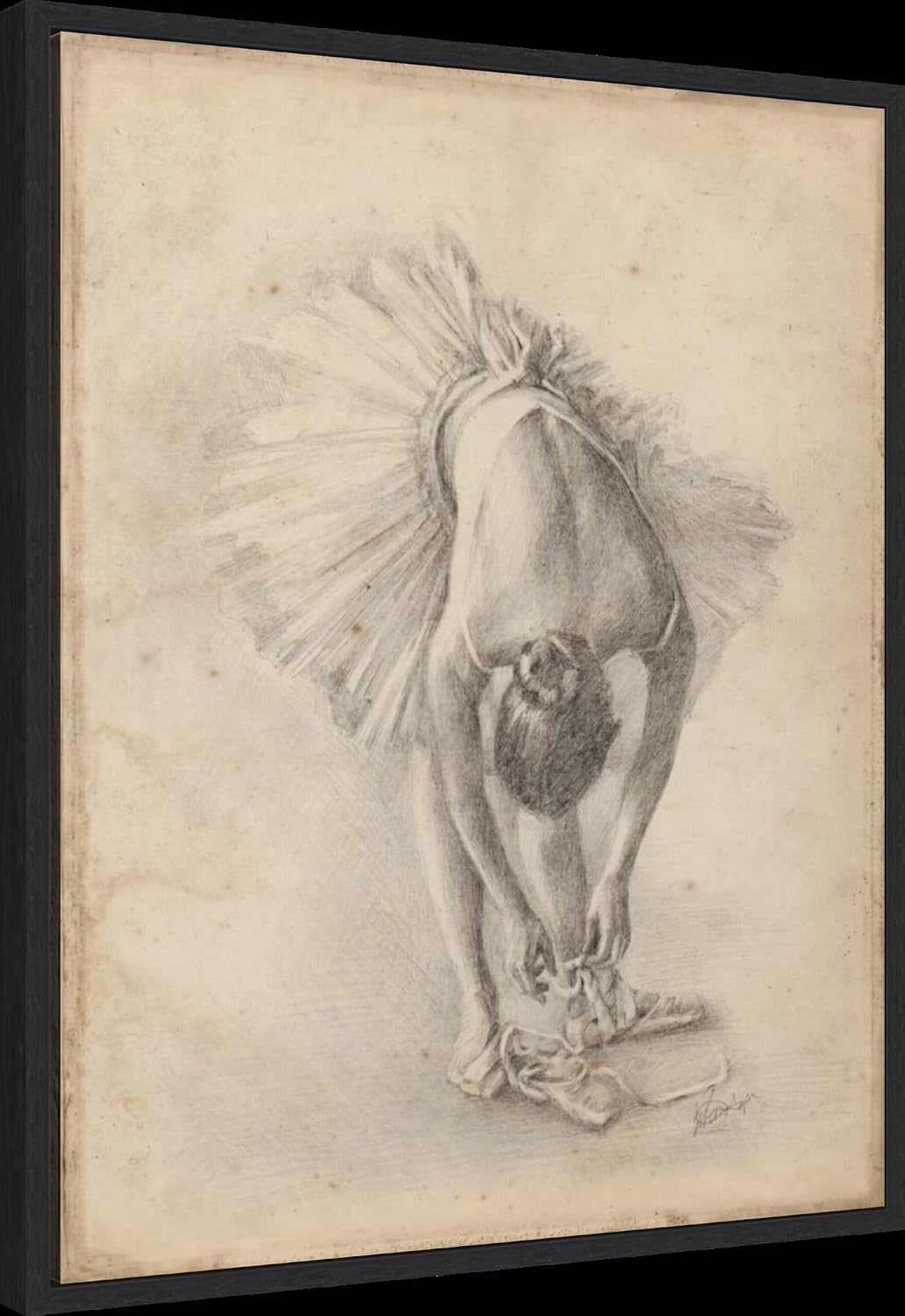 Amanti Art Framed Canvas Wall Art 28x23 Antique Ballerina Study I by Ethan Harper, Framed Wall Art Canvas, People Artwork, Modern Decor, Medium Poster Painting for Living Room, Bedroom, Bathroom,