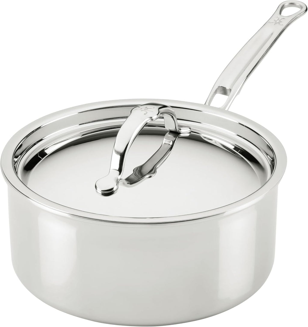 Hestan ProBond Luxe 3-Quart Saucepan with Lid, Professional Clad Stainless Steel ProCore Tri-Ply Clad Construction, Polished Exterior, Induction & Oven Safe