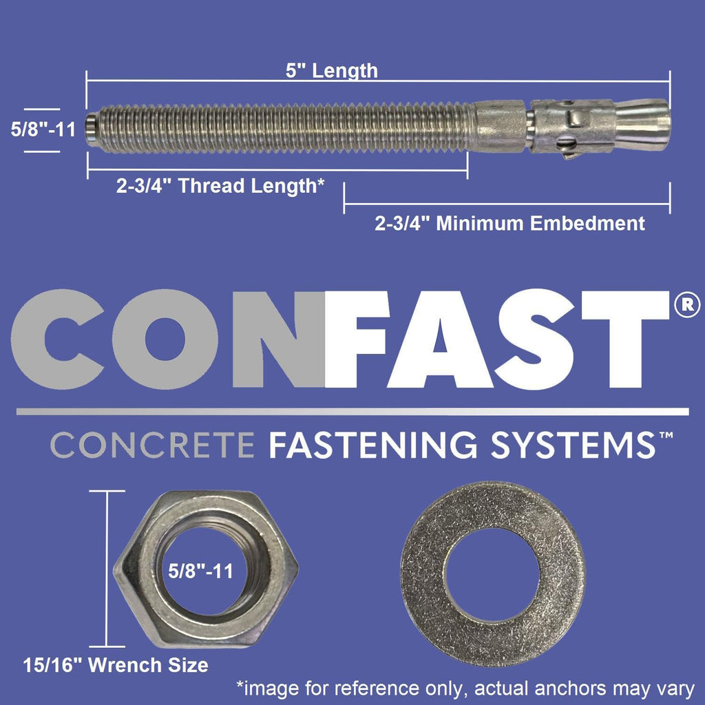 CONFAST 5/8' x 5' 316 Stainless Steel Wedge Anchor (20 per Box)