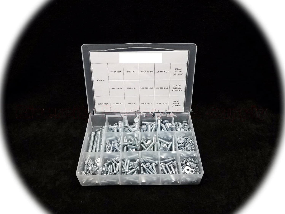 Grade 5 FINE Thread Bolt, NUT & Washer Assortment-KIT 334 NF SAE Hardware Fastener Kit Set RV8515S