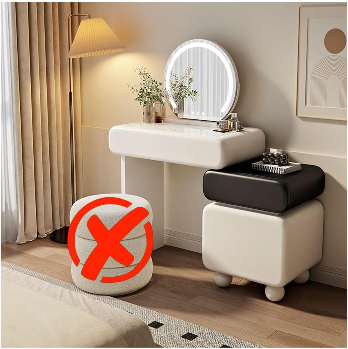 Vanity Table Set ，Modern Makeup Vanity Table，Storage Drawer Home Furniture Bedroom Wooden Makeup Dressing Table.(Black,Ordinary_60CM)
