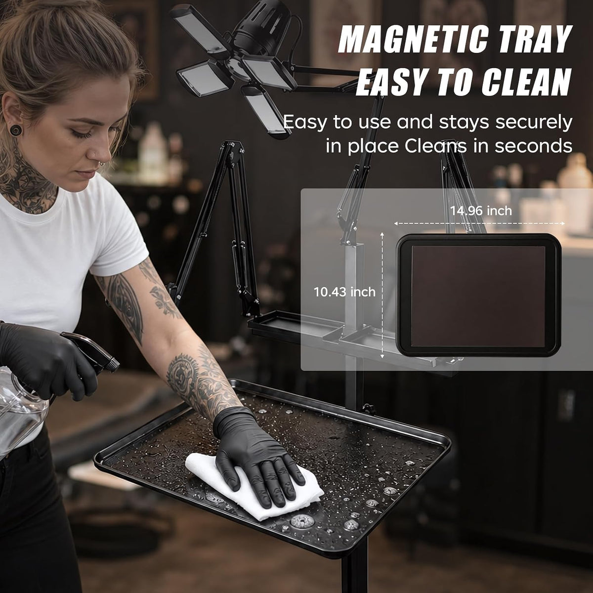 Multifunctional Tattoo Workstation,Tattoo Tray Cart with Tattoo Light& Wheels,Mobile Phone,ipad Tablet Holder, Tattoo Ink Magnetic Tray,for Tattoo & Salon Studio