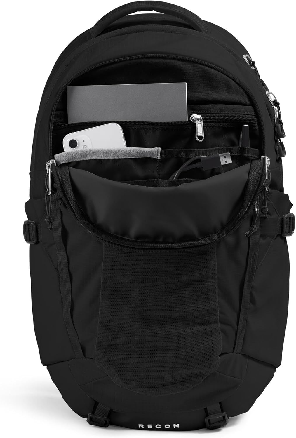 The North Face Women's Recon Everyday Laptop Backpack - Commuter Travel Bag, 18' Laptop Sleeve, Water-Repellent, TNF Black/TNF Black-NPF, One Size