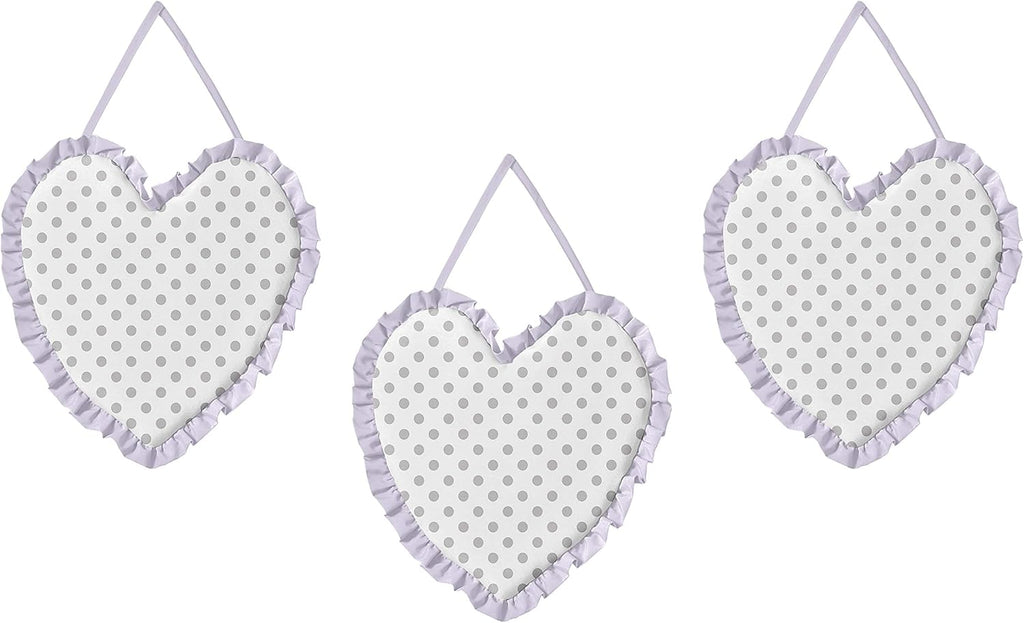 Sweet Jojo Designs Lavender Purple, Pink, Grey and White Shabby Chic Watercolor Floral Baby Girl Nursery Crib Bedding Set - 11 Pieces - Rose Flower Polka Dot
