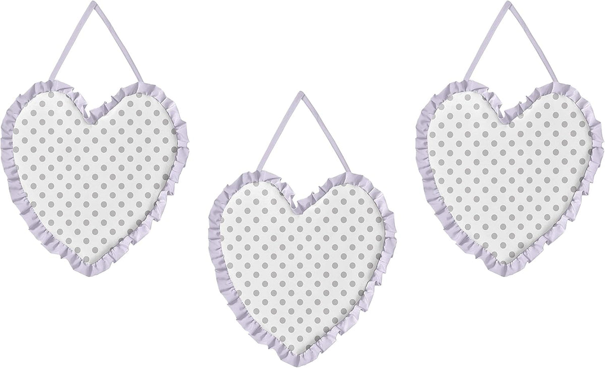 Sweet Jojo Designs Lavender Purple, Pink, Grey and White Shabby Chic Watercolor Floral Baby Girl Nursery Crib Bedding Set - 11 Pieces - Rose Flower Polka Dot