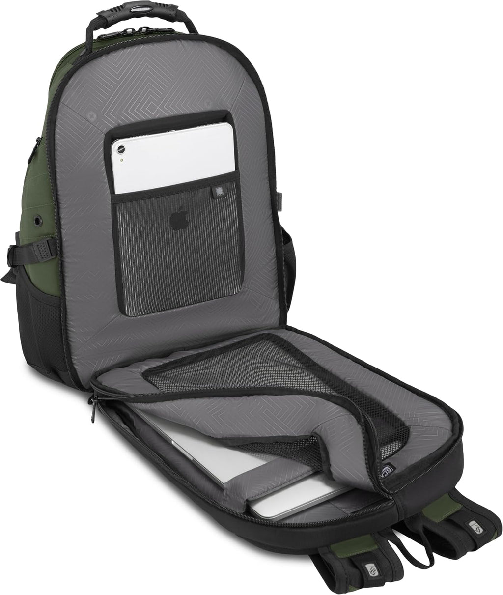 SWISSGEAR Sion 2-Piece Travel Set, Softside Expandable Carry-On Spinner Bundled with 1900 ScanSmart 17' Laptop Backpack with RFID Blocking & Tech Organization, Evergreen