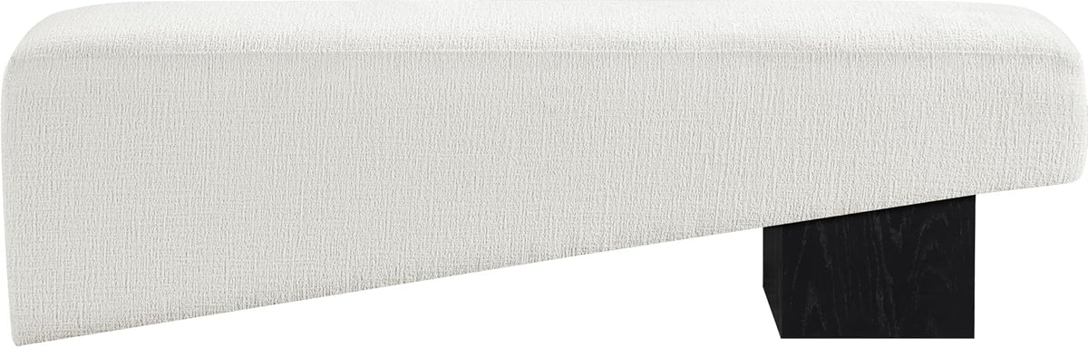 Meridian Furniture 22058Cream Alora Collection Art Deco Bench with Soft Cream Polyester Fabric, Black Finish Solid Wood Frame, 60.5' W x 18' D x 18' H, Cream