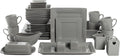 10 Strawberry Street Nova Square 40 pc Dinnerware Set, Gray