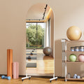 Hasipu 65' x 22' Arched Rolling Home Gym Mirror with Wheels, 360° Swivel Body Mirror with HD Tempered Glass, Large Floor Mirror for Yoga Room, Dance Studio, Bedroom & Home Gym