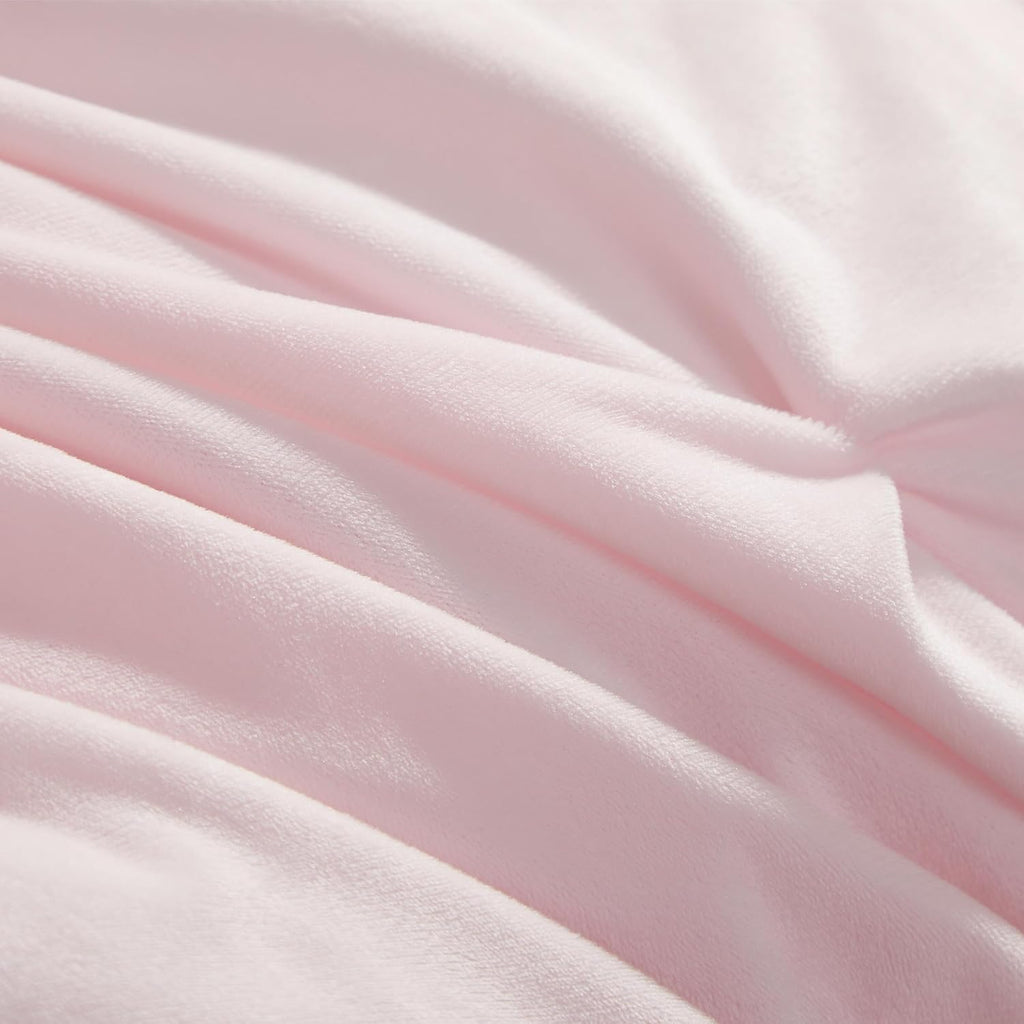 Juicy Couture Kiss Pleat Plush Micromink Light Pink King Comforter Set - Cozy 3 Piece Bedding Ensemble