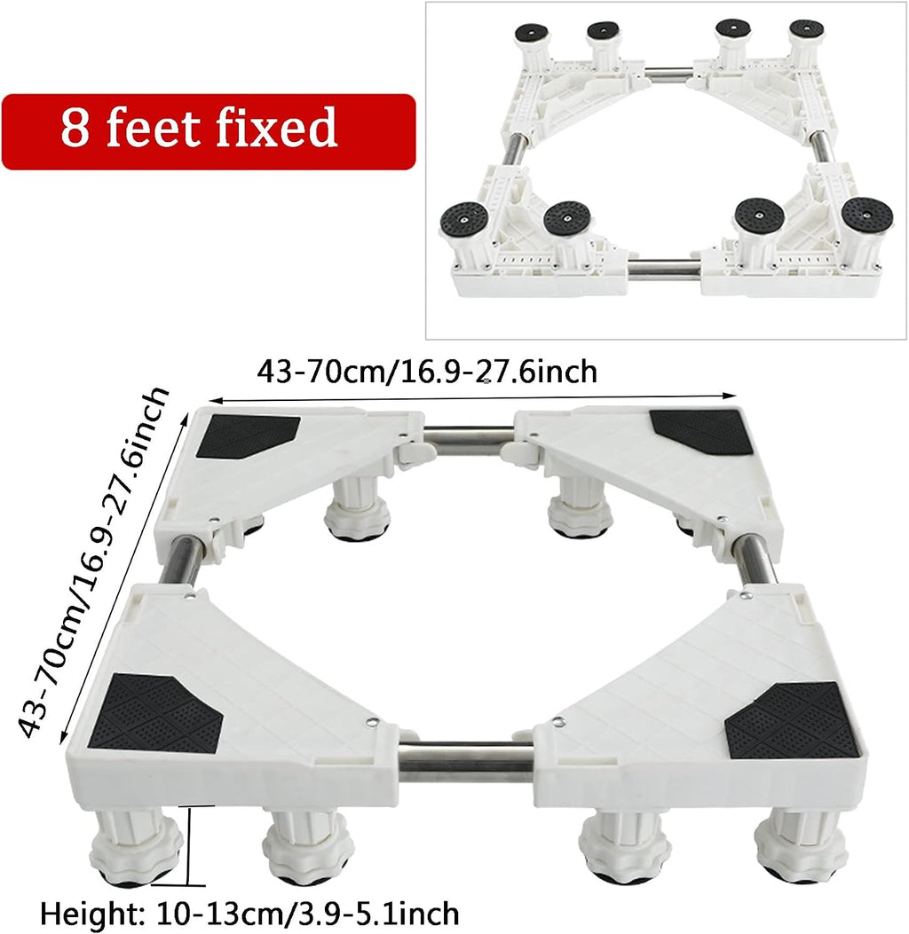 Adjustable Washing Machine Mini Fridge Stand,Furniture Dolly Base,Movable Refrigerator Universal Pedestal,Lift Mobile Brackets,Max Load 660 lbs,for Moving Equipment,Tools,Machines(8 feet)