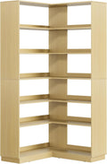 Corner Book Shelf, 6 Tier 73 Inch Tall Corner Bookshelf with Open Storage, Wood L Shaped Bookcase Storage Display Rack for Home Office, Light Walnut