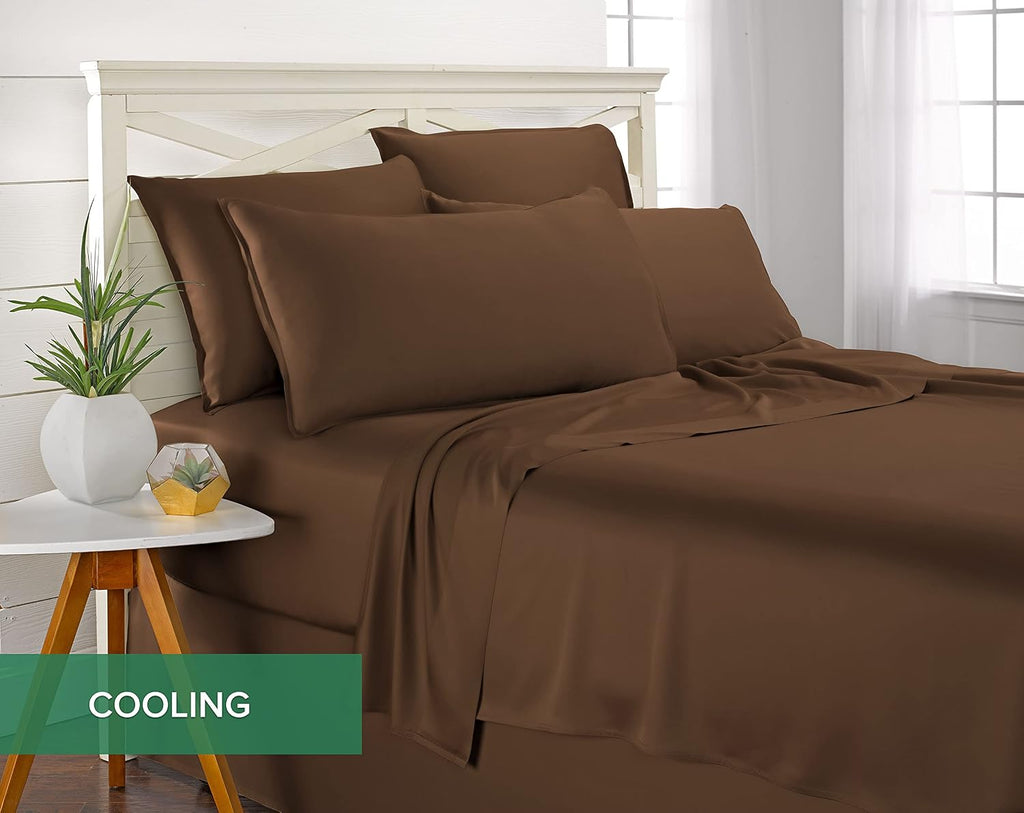 Pure Bamboo King Sheets, Genuine 100% Organic Viscose Derived from Bamboo Bed Sheet Set, Luxuriously Soft & Cooling, Double Stitching, 2 Year Quality Promise (King, Coconut Husk)