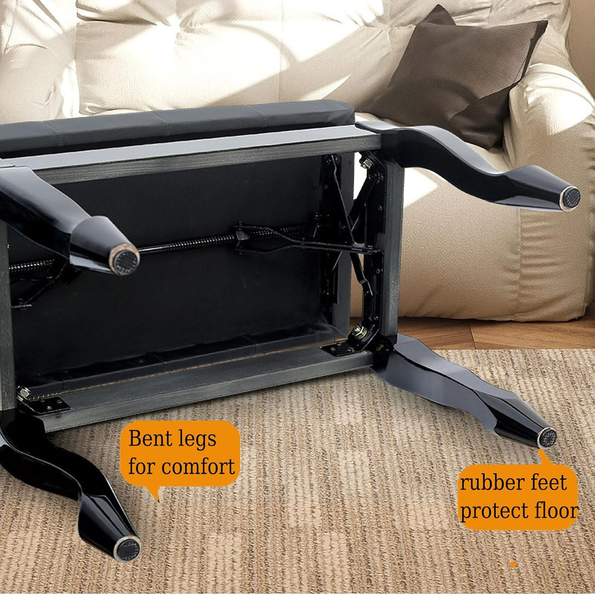 Piano Bench Piano Bench with Storage Piano Accessories Piano Bench Adjustable Height Vanity Stool Piano Bench Black Length 56cm*Width 34cm