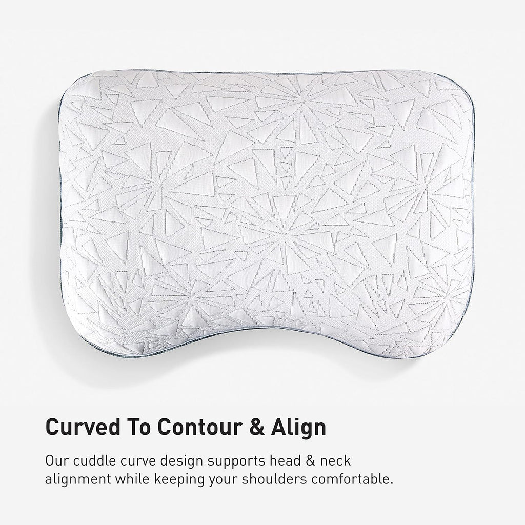 Bedgear Storm Cuddle Curve Performance Pillow, 1.0 Cooling Pillow for Side Sleepers, Medium Firm Support, Ver-Tex Cooling Cover, Air-X Mesh, Washable