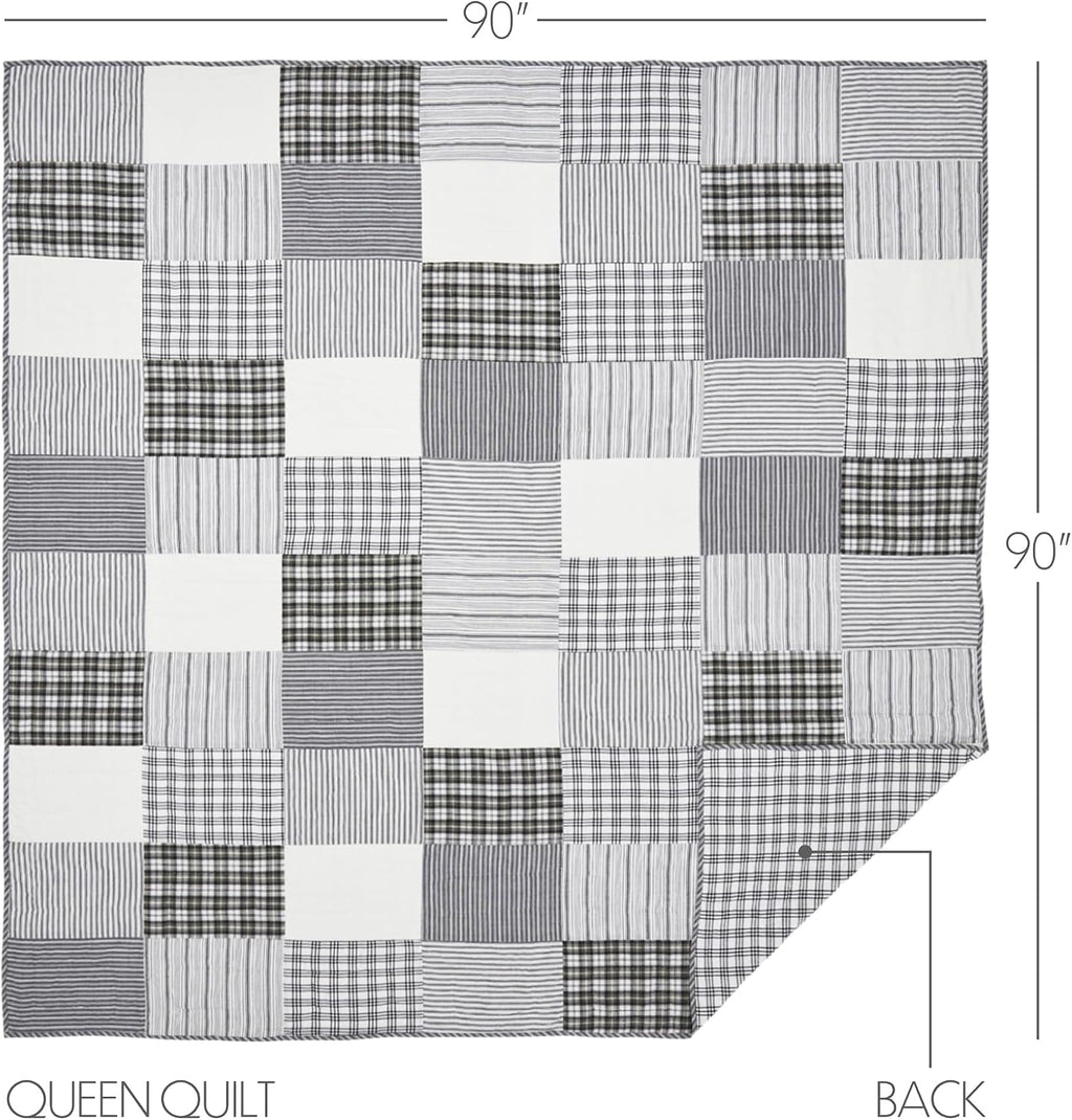 VHC Brands Sawyer Mill Black 8 Piece Queen Quilt Set (1 Quilt, 2 Standard Shams, 2 Standard Pillowcase, 2 Euro Shams, 1 Queen Bed Skirt)