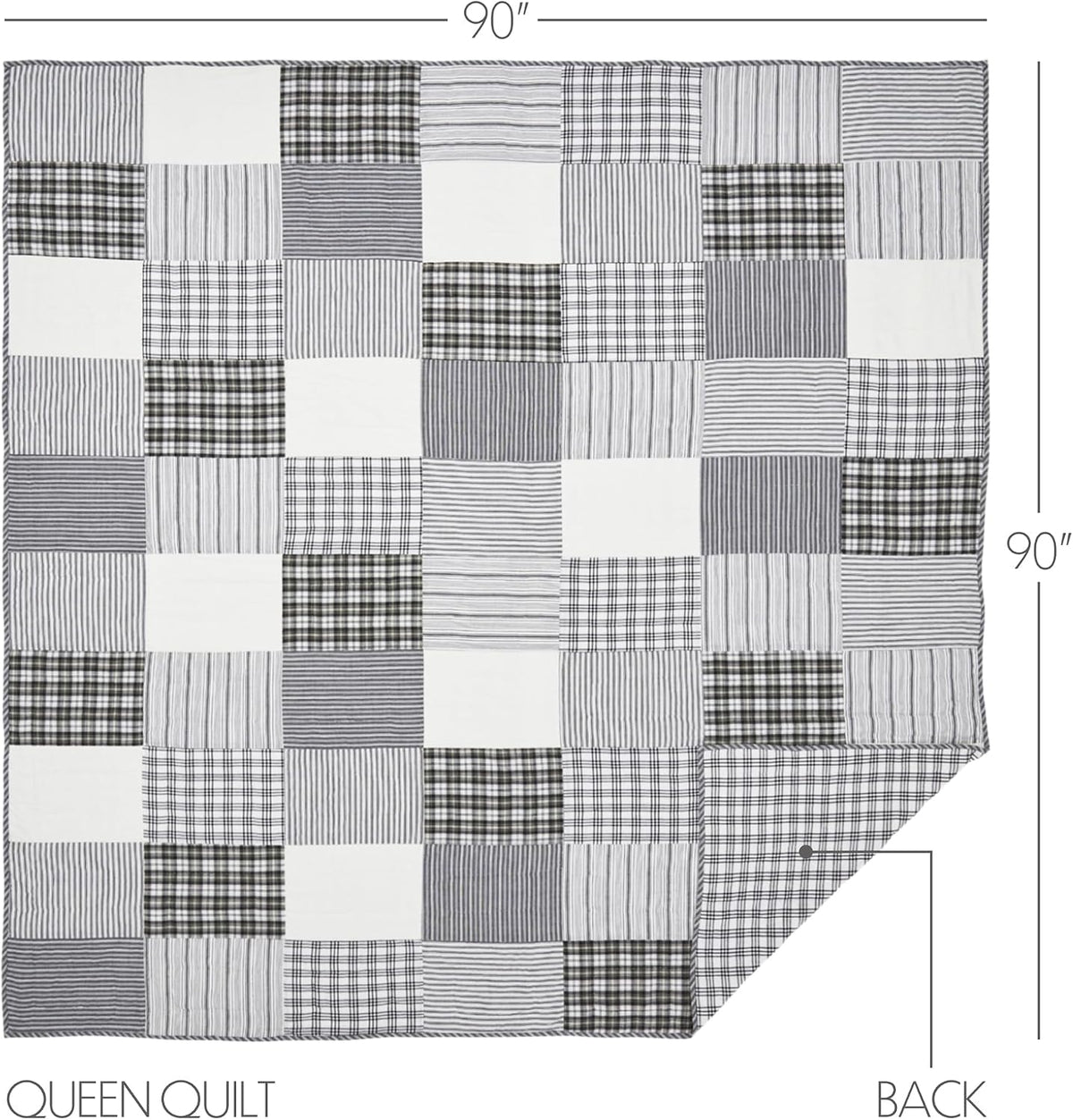 VHC Brands Sawyer Mill Black 8 Piece Queen Quilt Set (1 Quilt, 2 Standard Shams, 2 Standard Pillowcase, 2 Euro Shams, 1 Queen Bed Skirt)