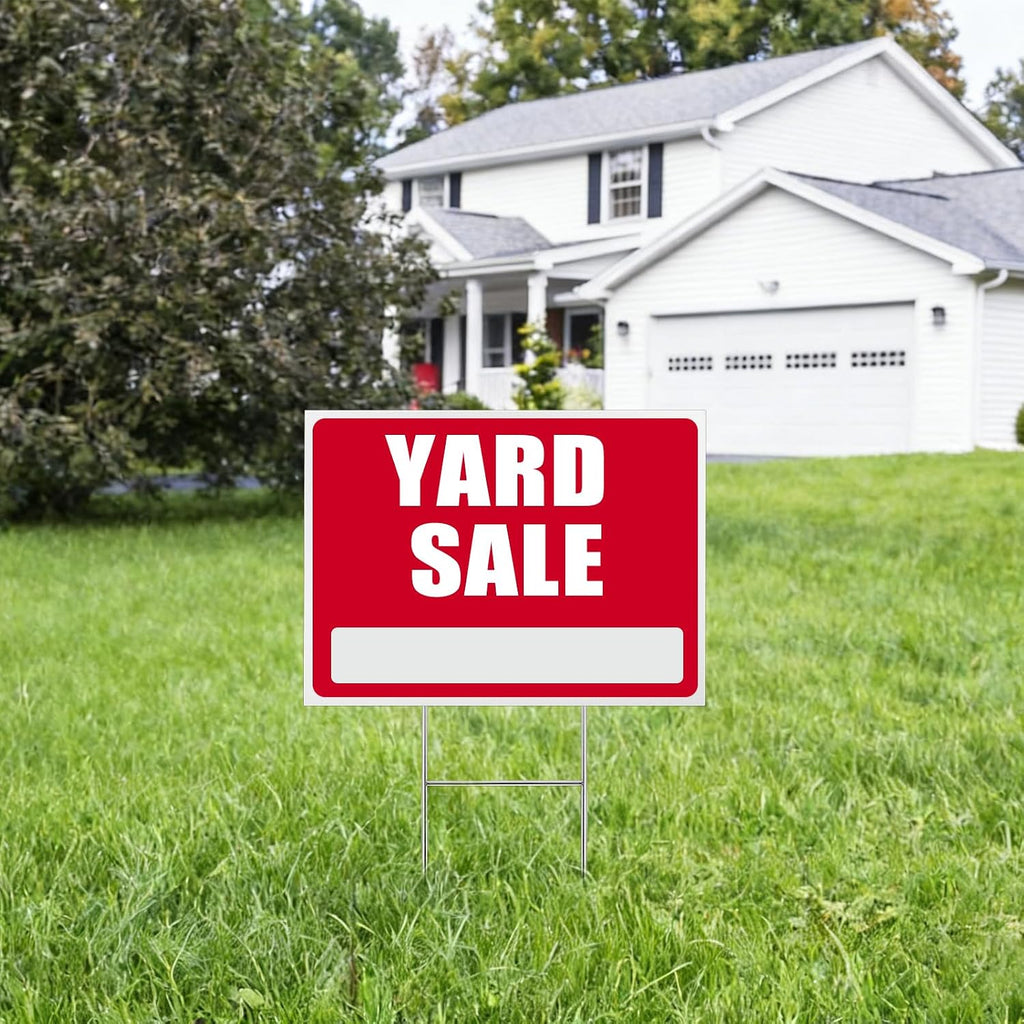 52 Pcs 18 x 24 Inches Large Blank Yard Signs White Corrugated Plastic Kit with 52 Metal H Stakes 10 x 16 Inches and 52 Lawn Signs for Garage Rent Business Campaign