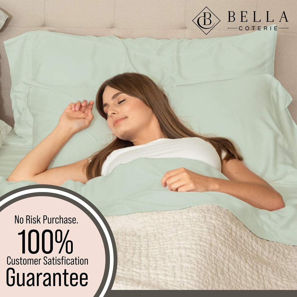 Bella Coterie Luxury Bamboo Viscose King Size Sheet Set | 100% Organically Grown | Ultra Soft | Cooling for Hot Sleepers | 18' Deep Pocket [Sea Glass]
