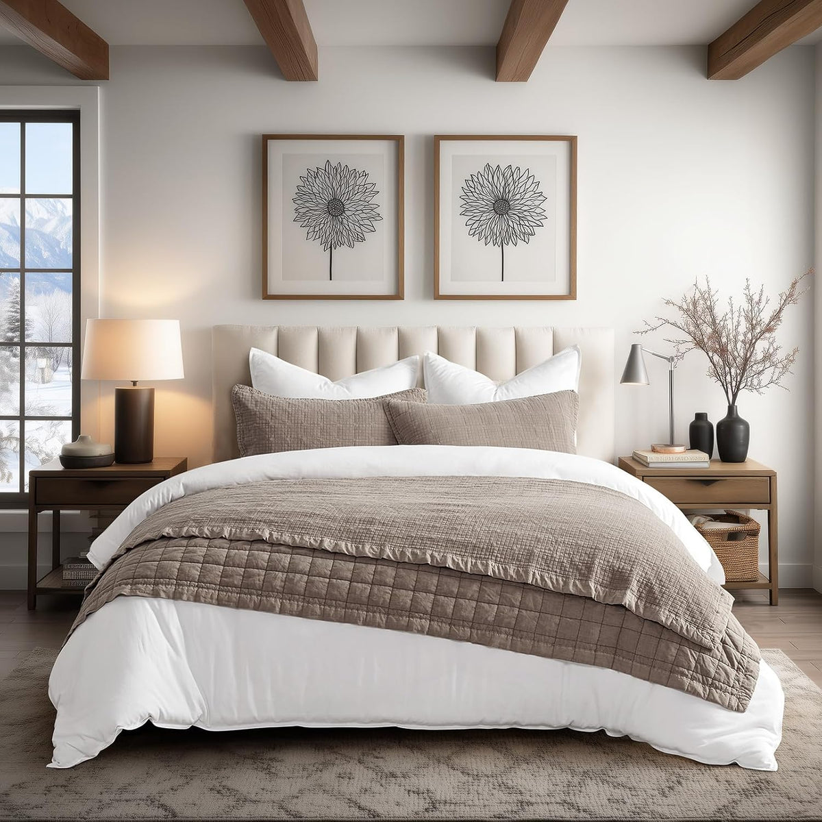 EVERGRACEHOME Stonewashed Cotton Quilt Set King Size, Ultra Soft Oversized Bedspread Coverlet Set, Lightweight Crinkle Box Stitch Bedding Sets for All Season, with 2 Shams, Truffle Taupe Brown