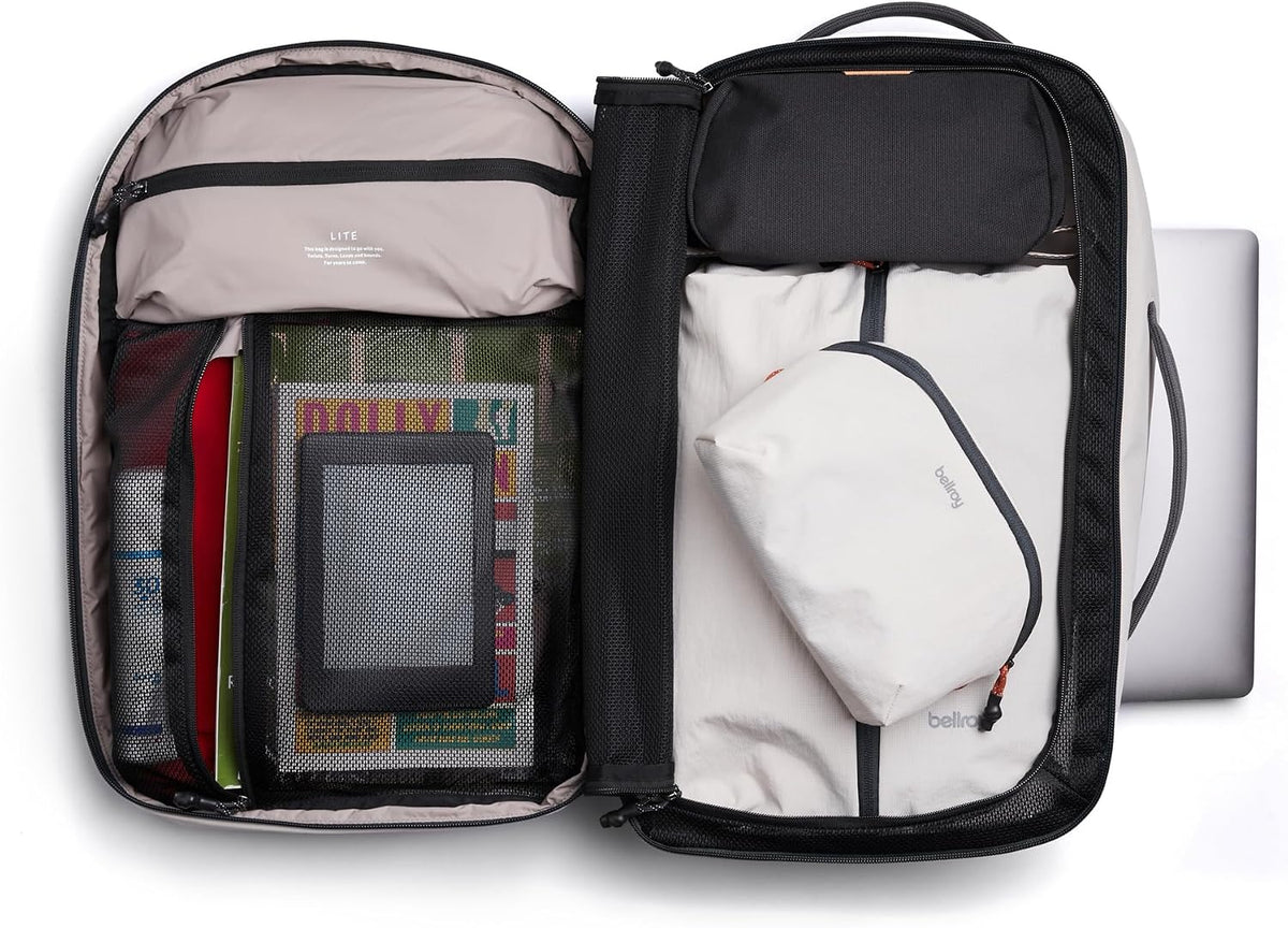 Bellroy Lite Travel Pack 30L (carry-on backpack, travel backpack for international travelers, with laptop pocket, interior packing cells and tuck-away shoulder straps) - Ash