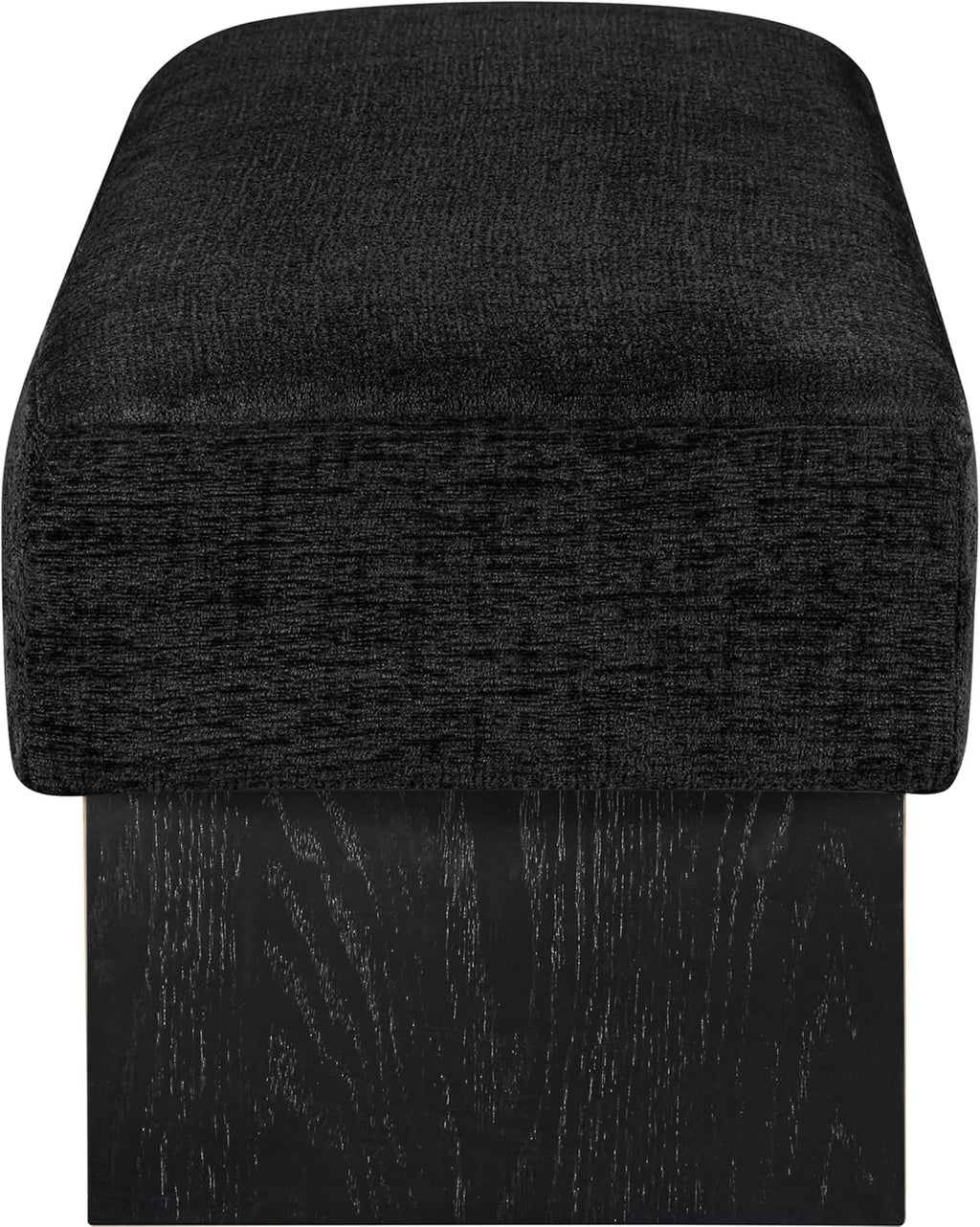 Meridian Furniture 22058Black Alora Collection Art Deco Bench with Soft Polyester Fabric, Black Finish Solid Wood Frame, 60.5' W x 18' D x 18' H, Black
