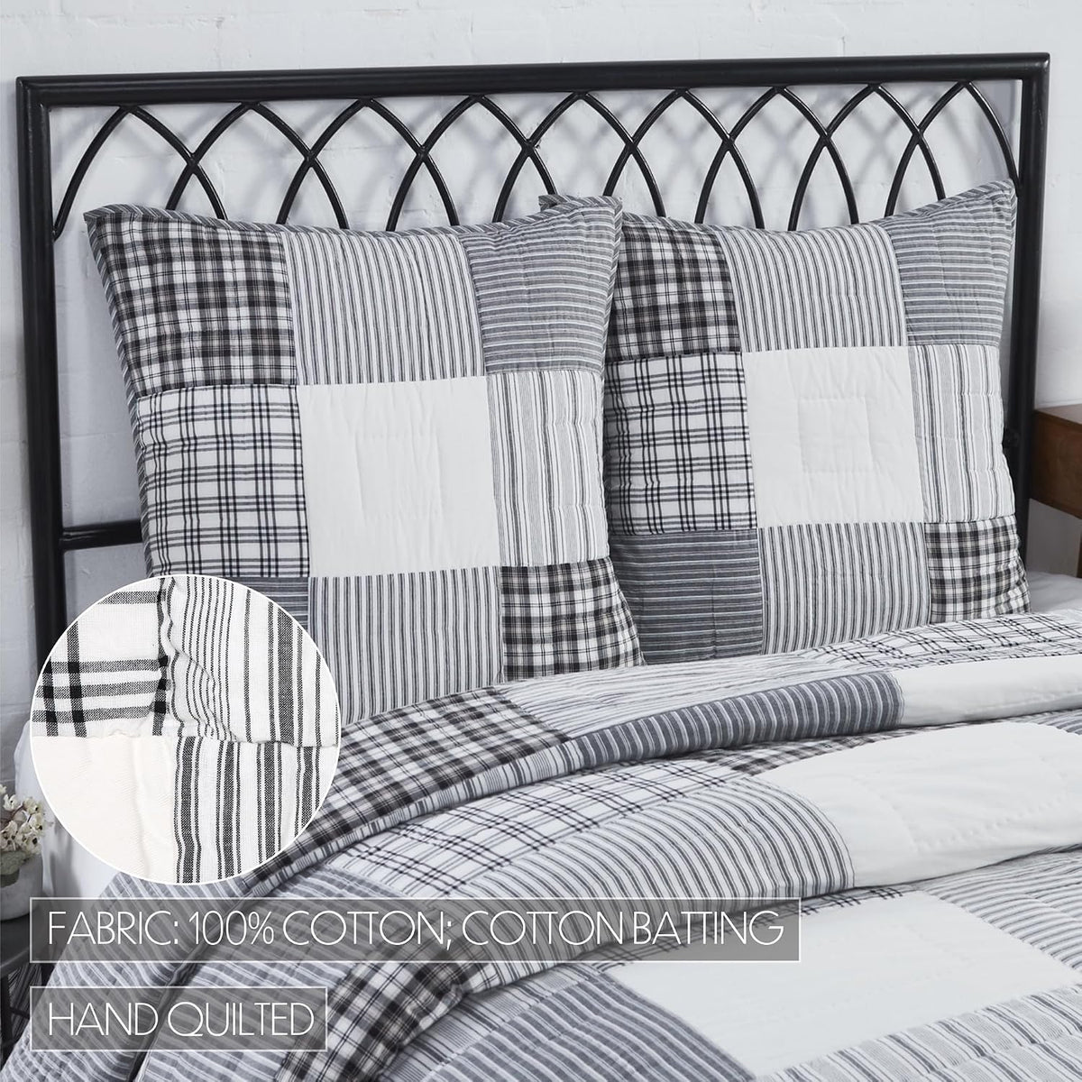 VHC Brands Sawyer Mill Black 8 Piece Twin Quilt Set (1 Quilt, 2 Standard Shams, 2 Standard Pillowcase, 2 Euro Shams, 1 Twin Bed Skirt)