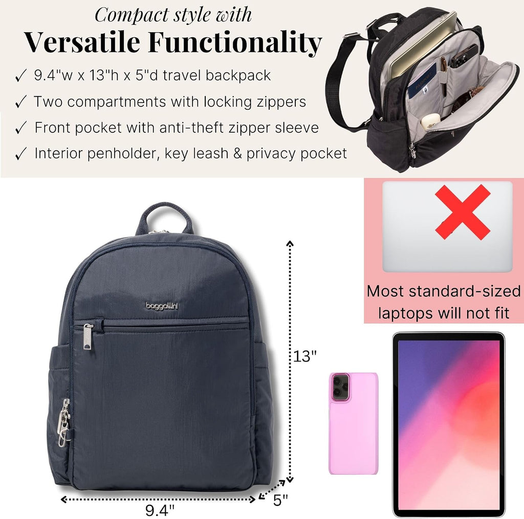 Securtex Anti-Theft Getaway Backpack - 9.4'x13'x5' Travel Safe Bag w/Locking Zippers, Slash-Resistant, RFID