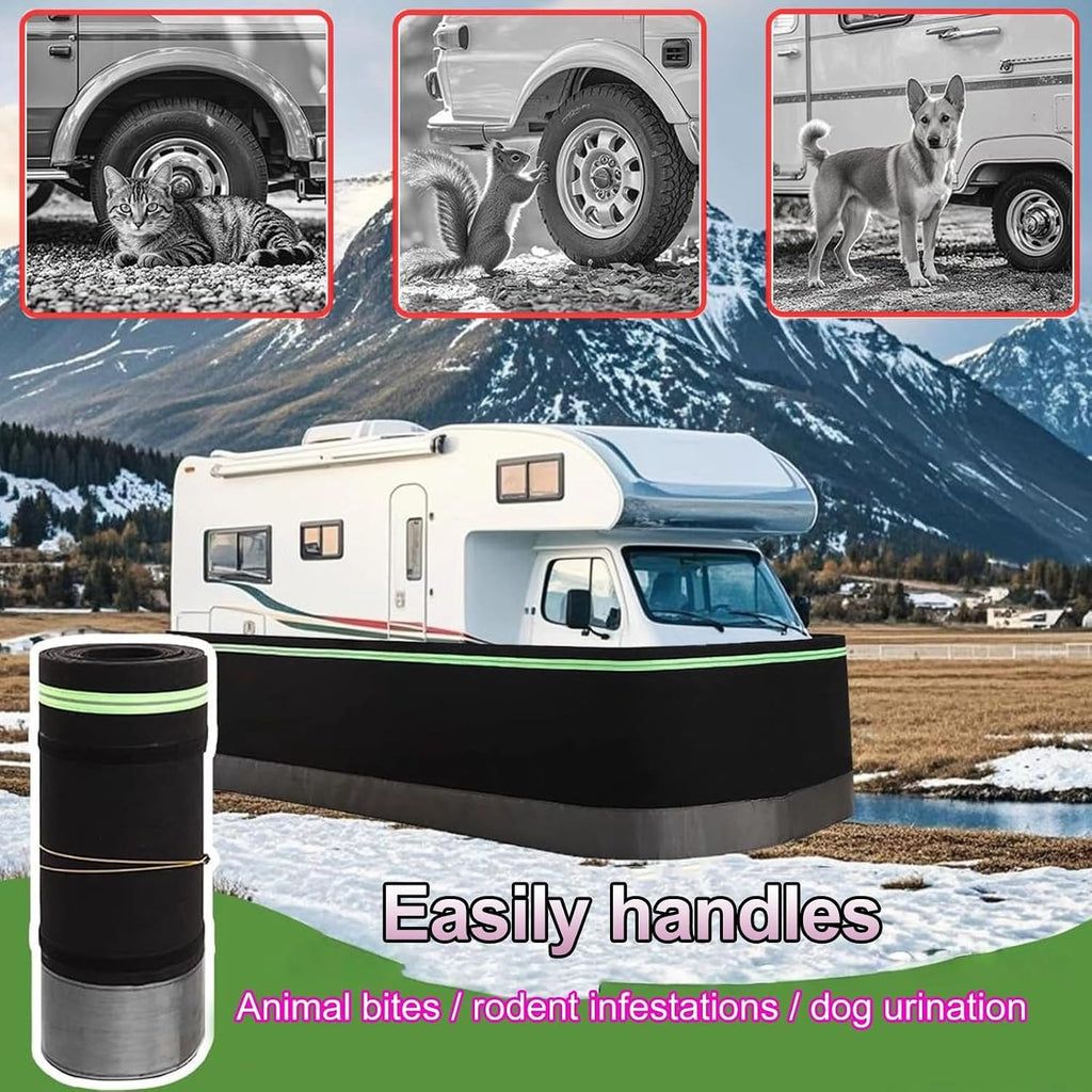 RV Winter Skirting No Drilling Required, 32' High, High-Density Fiberboard Fifth, with Iron Mesh Base, Durable Weather Protection(14m/46ft)