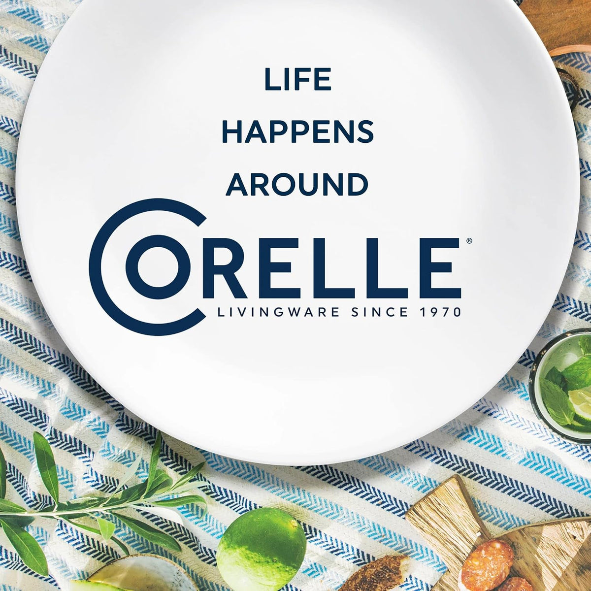 Corelle Linen Weave Embossed 16-Piece Dinnerware Set, Service for 4