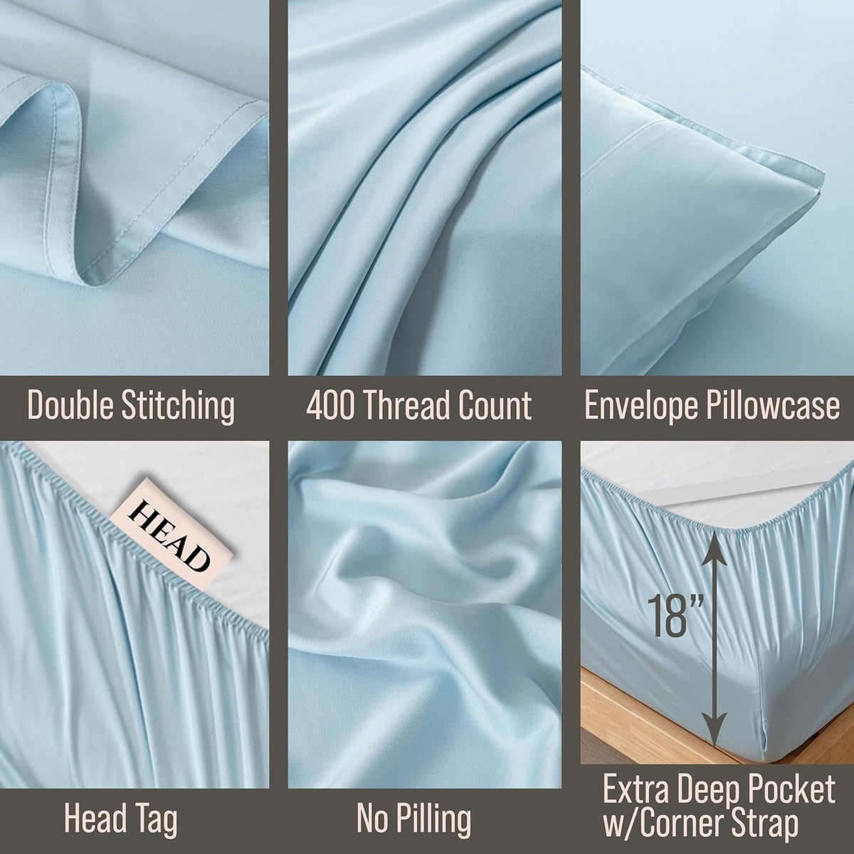 Bella Coterie Luxury Bamboo Viscose King Size Sheet Set | 100% Organically Grown | Ultra Soft | Cooling for Hot Sleepers | 18' Deep Pocket [Coastal Blue]
