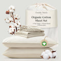 Double Stitch 100% Organic Cotton Sheets, King Size Sheets Set, GOTS Certified Long Staple Cotton Bedsheets, Luxury & Soft Hotel Bed Sheets with 16 inches Deep Pocket, Made in India Coconut Milk