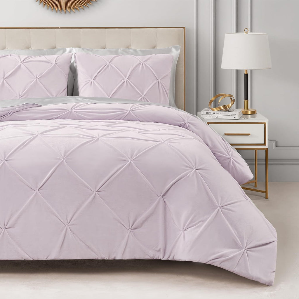 Juicy Couture Kiss Pleat Plush Micromink Lavender Purple Full/Queen Comforter Set - Cozy 3 Piece Bedding Ensemble
