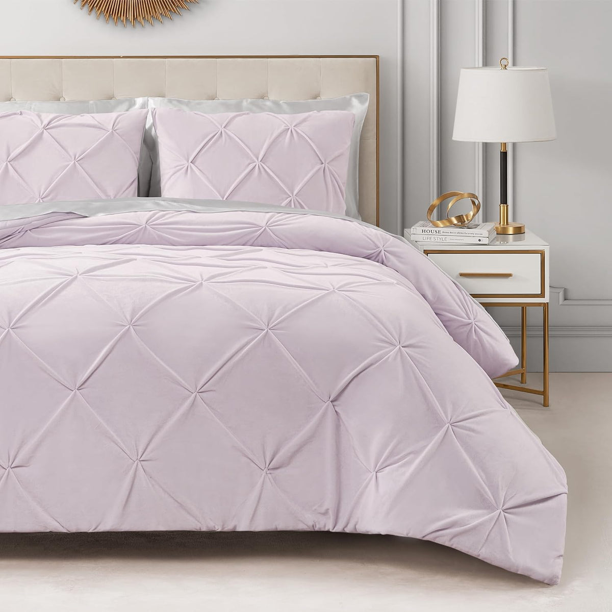 Juicy Couture Kiss Pleat Plush Micromink Lavender Purple Full/Queen Comforter Set - Cozy 3 Piece Bedding Ensemble