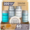Terra Pure White Tea & Coconut Toiletries Set | 1-Shoppe Amenities Kit | 1oz Shampoo & Conditioner, Body Wash, Lotion, 1.25oz Bar Soap | Travel Size | 300 Pieces