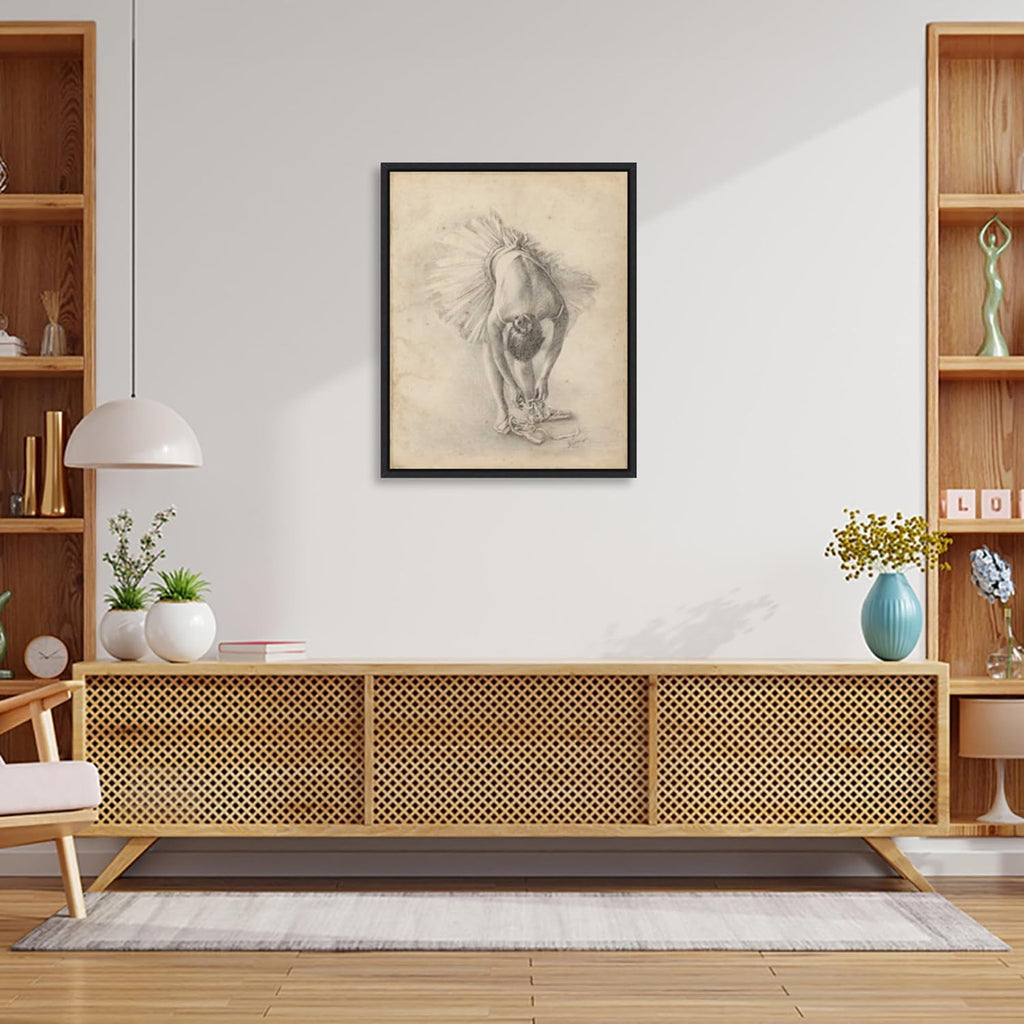 Amanti Art Framed Canvas Wall Art 28x23 Antique Ballerina Study I by Ethan Harper, Framed Wall Art Canvas, People Artwork, Modern Decor, Medium Poster Painting for Living Room, Bedroom, Bathroom,