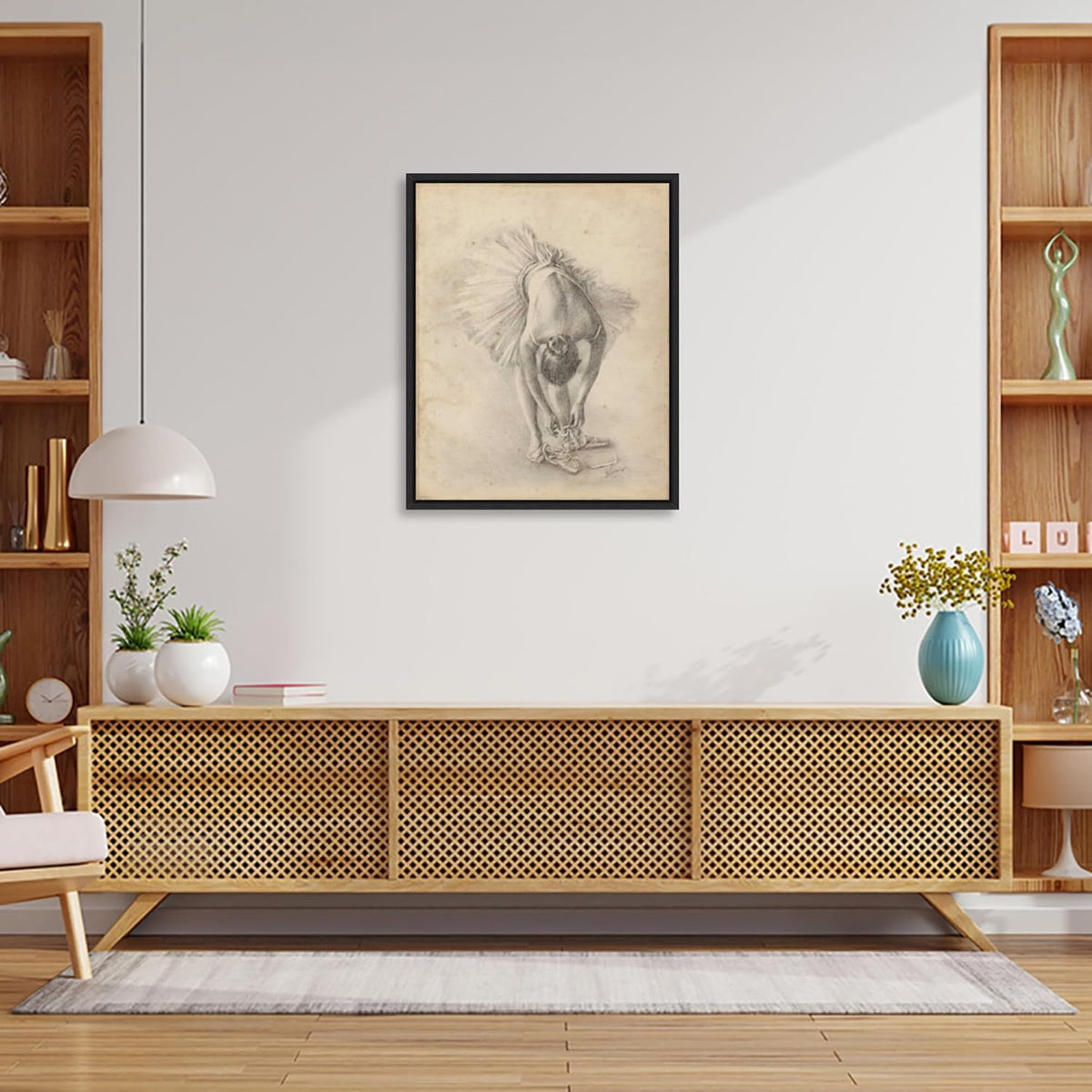 Amanti Art Framed Canvas Wall Art 28x23 Antique Ballerina Study I by Ethan Harper, Framed Wall Art Canvas, People Artwork, Modern Decor, Medium Poster Painting for Living Room, Bedroom, Bathroom,