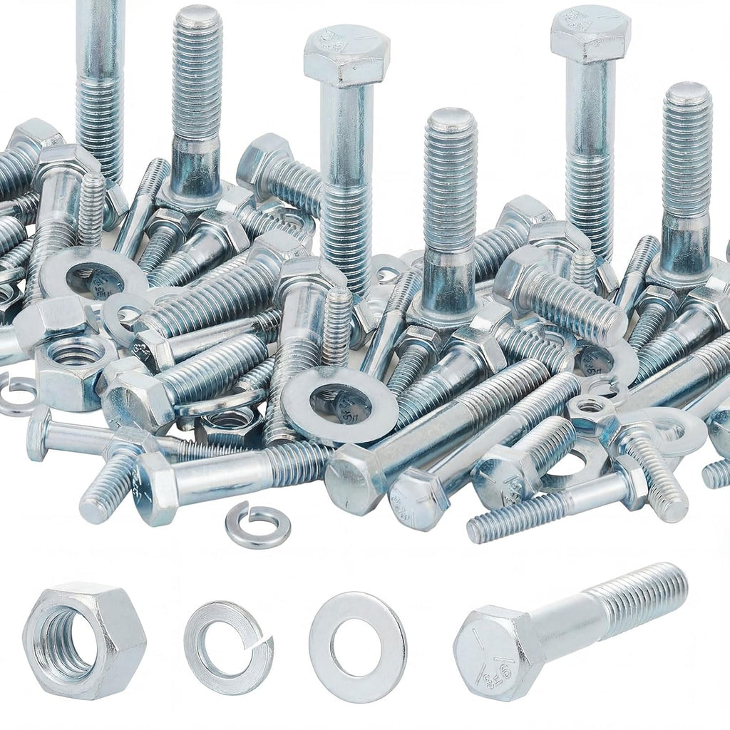 Blulu 2, 510 Pcs Grade 8 Bolts and Nuts Kit, 1/4-20, 5/16-18, 3/8-16, 7/16-14, 1/2-13 Heavy Duty Nut and Bolt Assortment to Suit Various Fastening Scenarios,Fasteners Only(Zinc Silver)