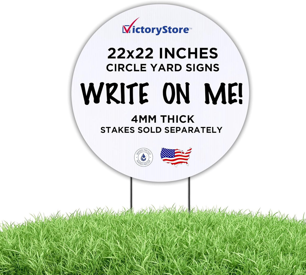 VictoryStore Yard Sign Outdoor Lawn Decorations: Circle Yard Sign 22 inches Corrugated Plastic Blanks 4 millimeters Thick - Set of 96