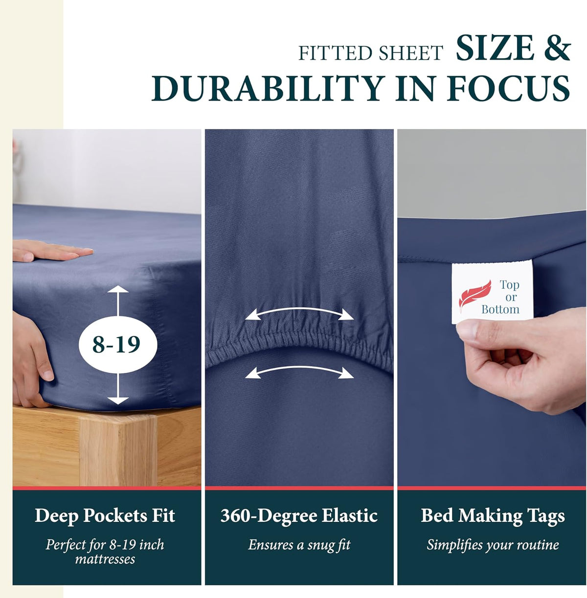 100% Egyptian Cotton Sheets Queen Size Bed Set - Luxury 1500 Series Prestige Collection Queen Sheet Set (4 PC, Navy Blue), 17' Deep Pocket, Silky Soft, Cooling, Sateen Weave Bedding