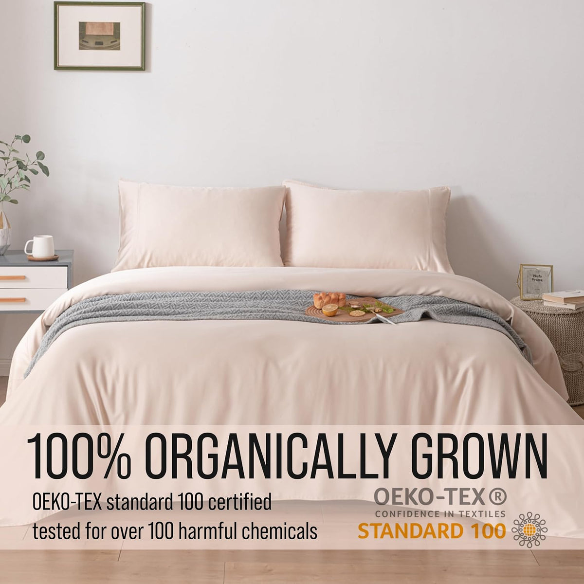 Bella Coterie Luxury Bamboo Viscose King Size Sheet Set | 100% Organically Grown | Ultra Soft | Cooling for Hot Sleepers | 18' Deep Pocket [Champagne]