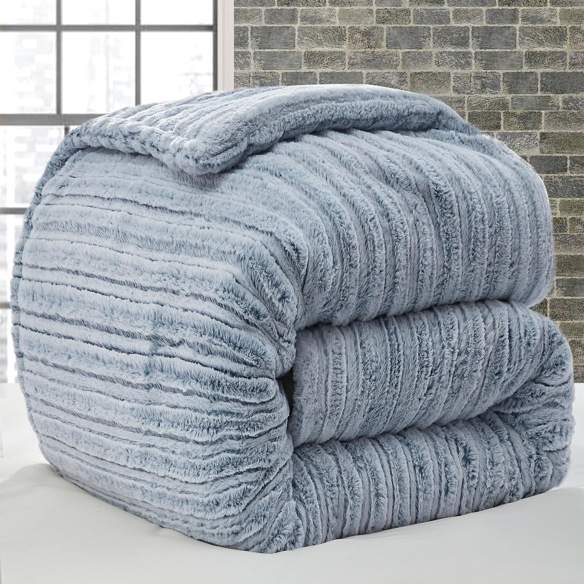Byourbed Softer Than Soft - Coma Inducer® Oversized Queen Comforter Set - Frosted Navy Stripe