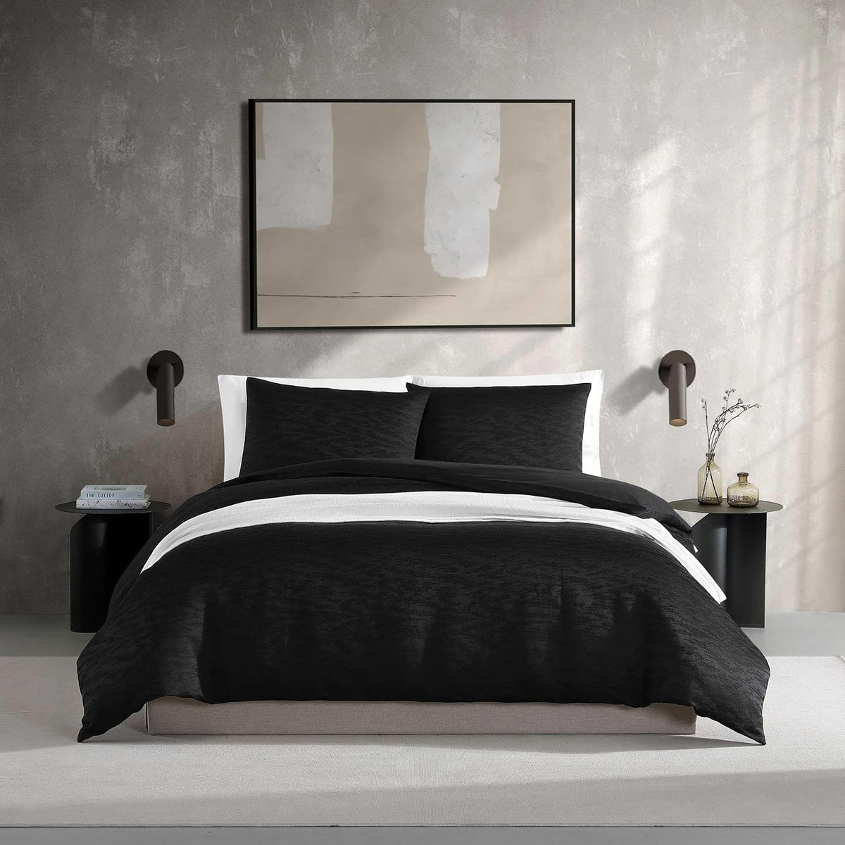 Vera Wang - King Comforter Set, Luxury Bedding Set with Matching Shams, Chic Room Essentials (Illusion Black, King)