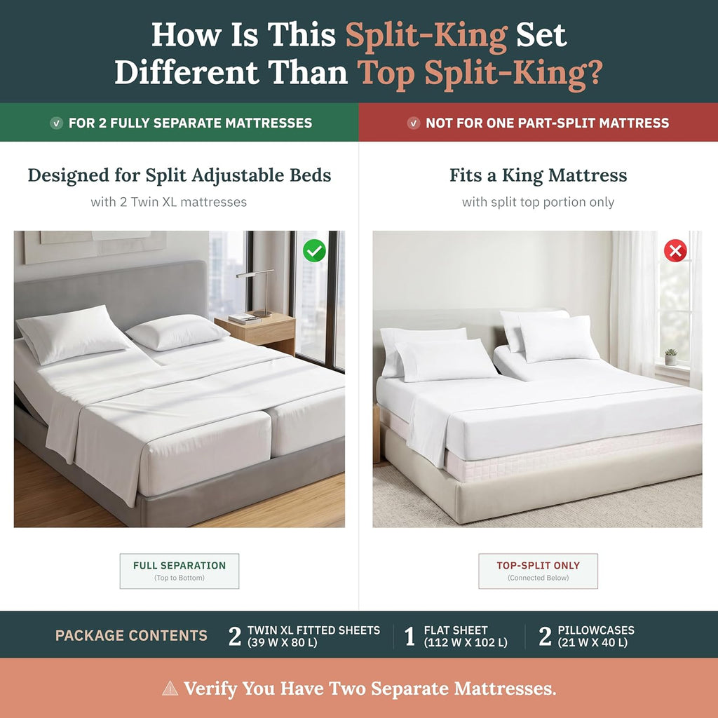 California Design Den Split King Sheet Set - Luxury 800 Thread Count, 100% Cotton Sateen, Bedding Set with Deep Pockets Sheets - Beige