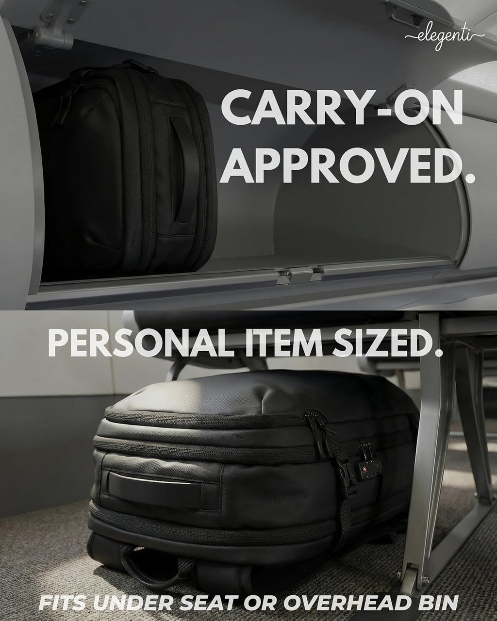Expandable Vacuum Travel Backpack with Compression System & Pump | 60L Carry On Backpack with TSA Lock, Laptop Sleeve & Water Resistant Shell | Black