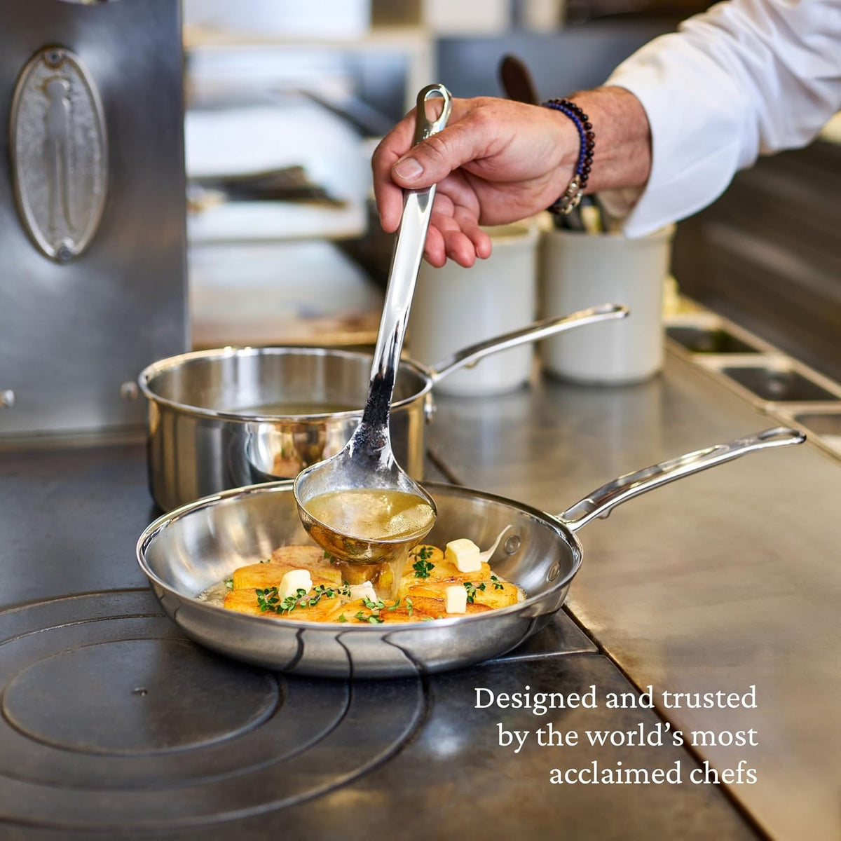 Hestan ProBond Luxe 4-Quart Saucepan with Lid, Professional Clad Stainless Steel, ProCore Tri-Ply Clad Construction, Polished Exterior, Induction & Oven Safe