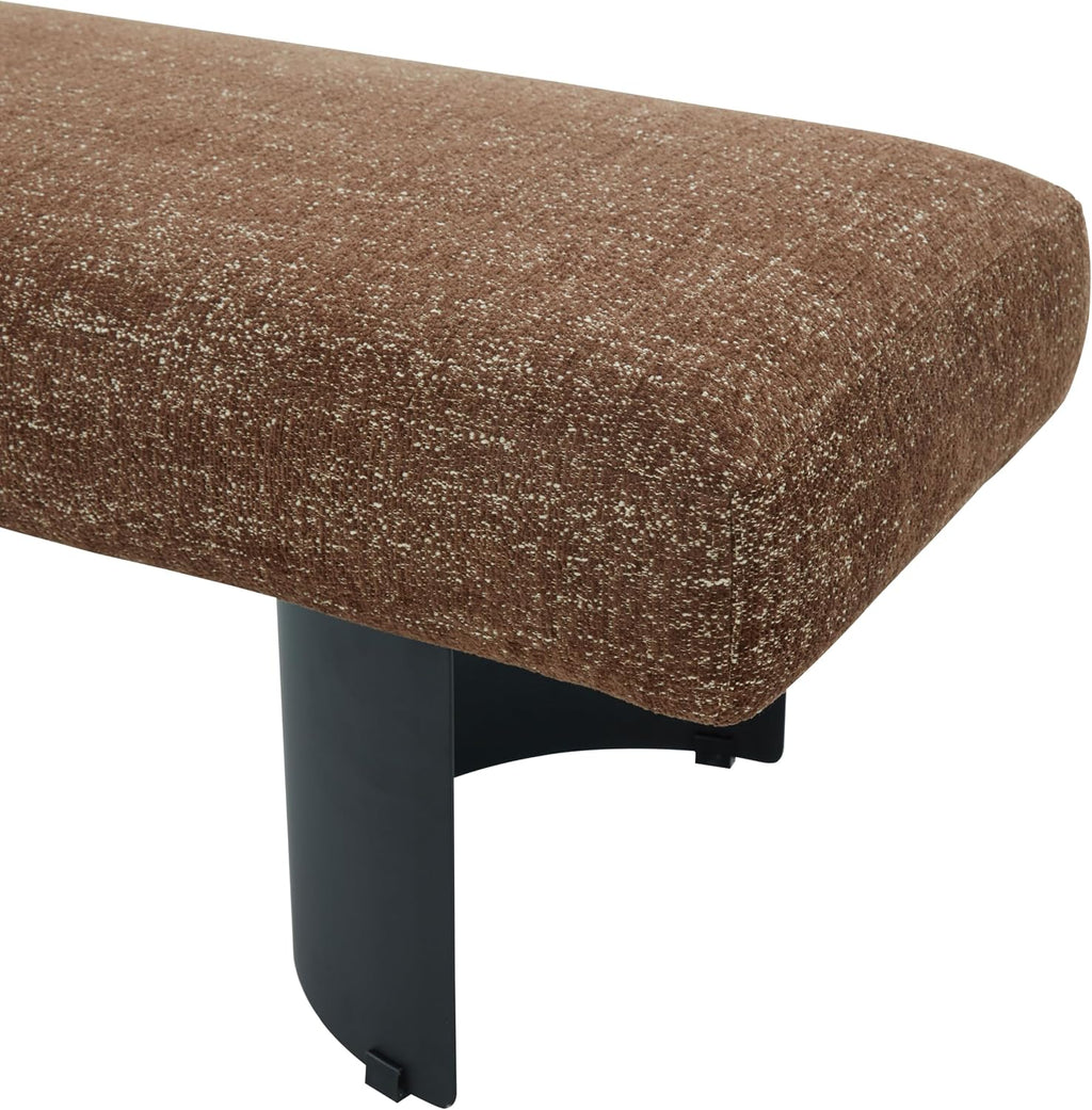 SAFAVIEH Couture Collection – Raelee Dark Brown Upholstered Bench, Black Metal Legs Accent Bench (SFV4844D)