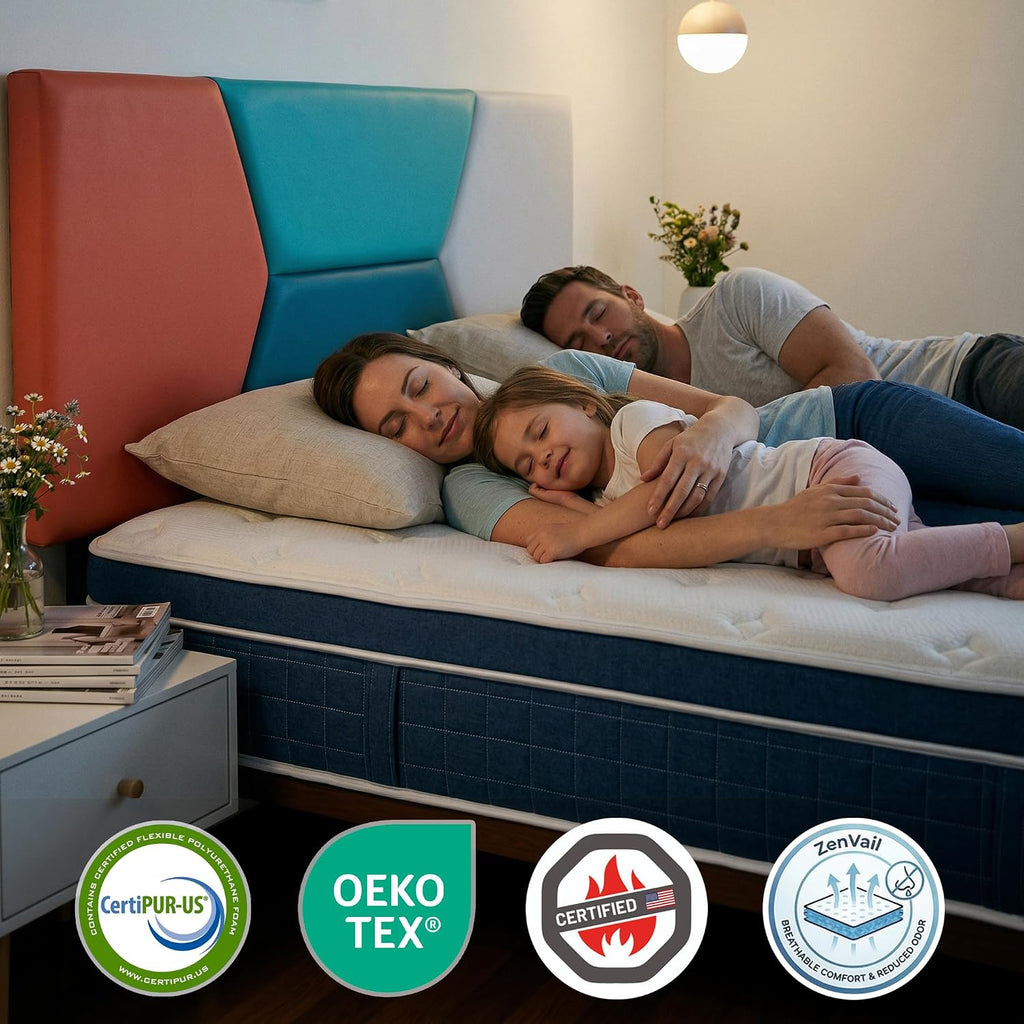 inight 12 Inch Full Size Hybrid Mattress, Medium Firm Spine Alignment with Nebulign Foam & Silent Pocket Coils, Motion Isolation, Fiberglass Free, CFR 1633 Compliant