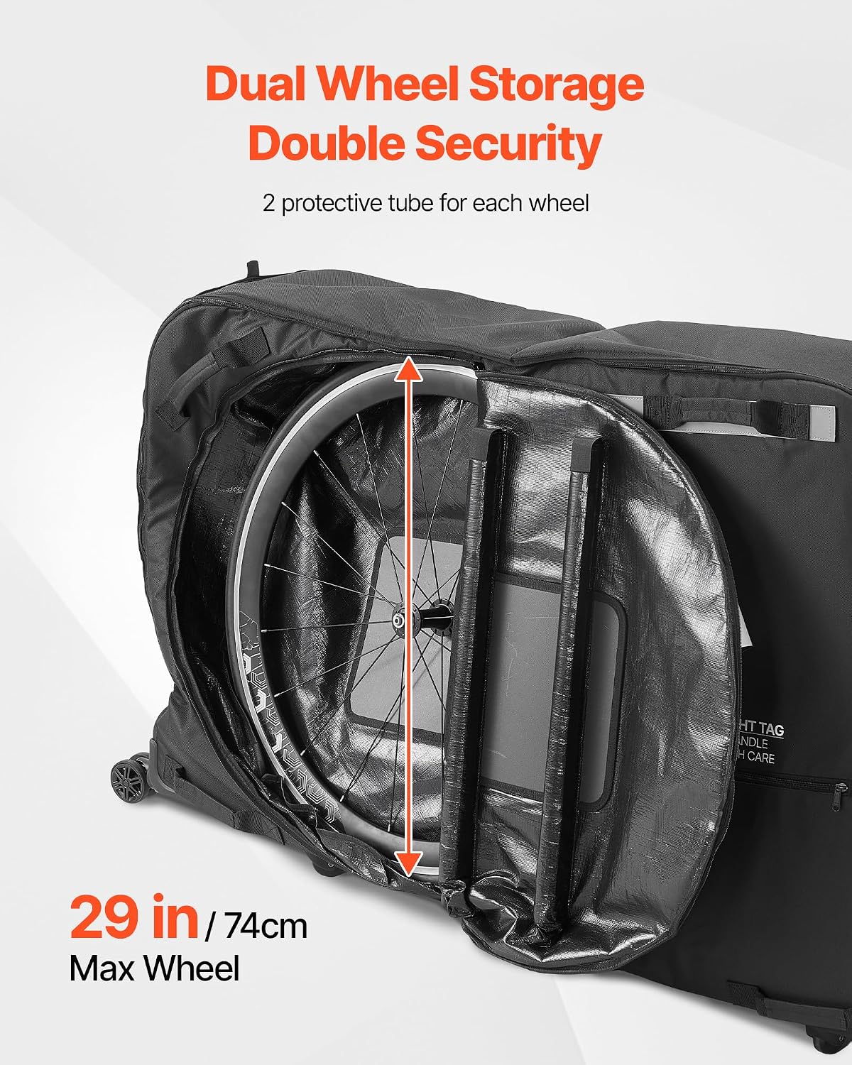 VEVOR Bike Travel Bag, Transport Universal Bicycle Storage Case Bag with TSA Lock, Support Plates, Protection and Fork Mount Stabilisation, Bicycle Case Max. Wheelbase 51 in for Airplane, Outdoor Use