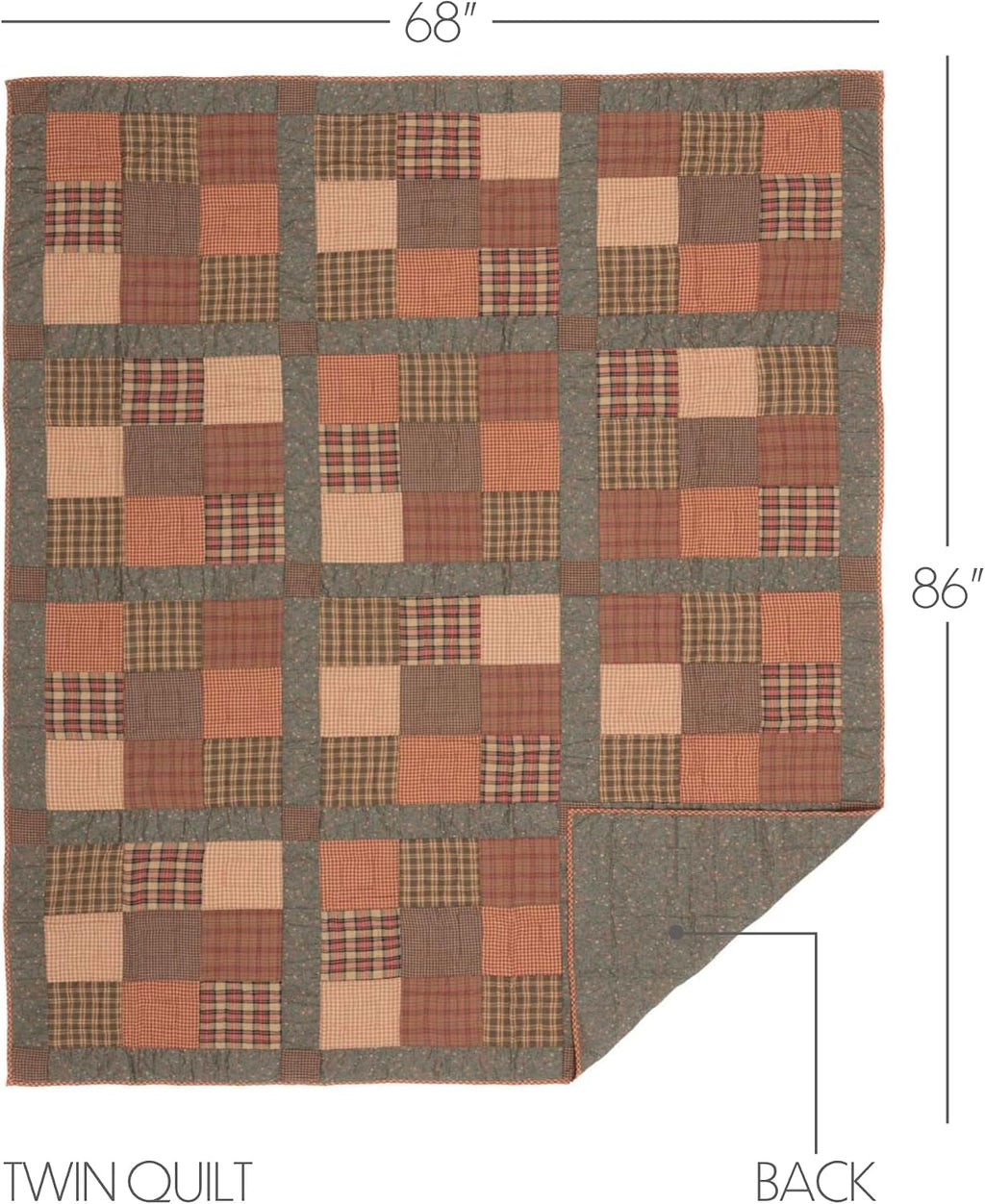VHC Brands Crosswoods 3 Piece Quilt Set (1 Twin Quilt, 2 Standard Shams)